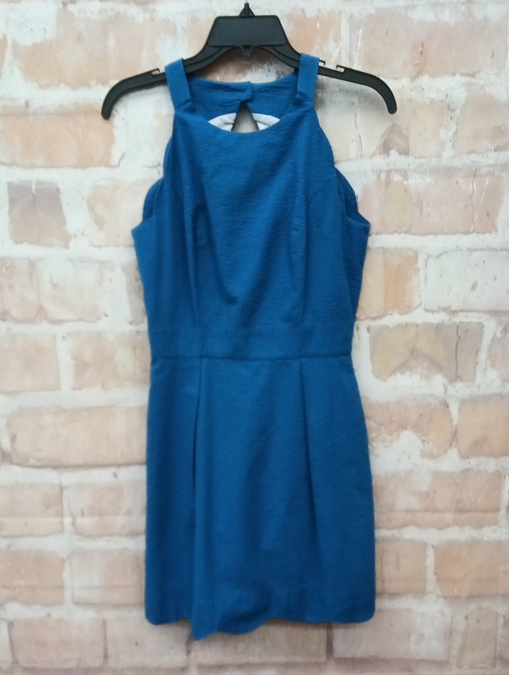 Lauren James Teal-Blue Halter Mini Dress